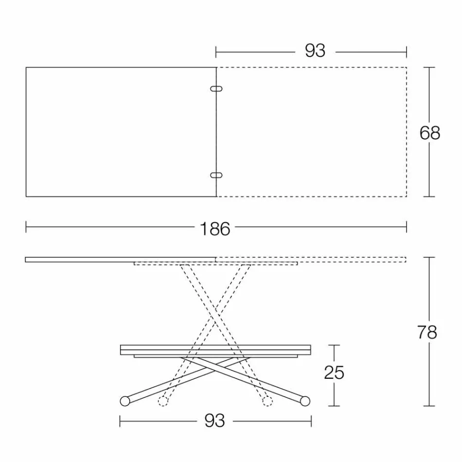 Table basse transformable moderne en bois et métal fabriquée en Italie - Gabri Viadurini