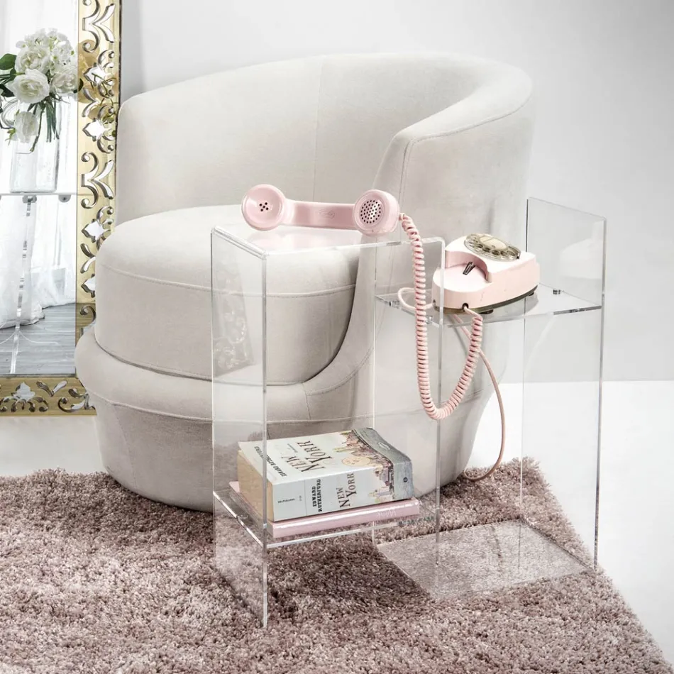 Table de canapé en plexiglas transparent ou fumé Made in Italy - Janne Viadurini