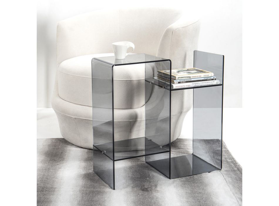 Table de canapé en plexiglas transparent ou fumé Made in Italy - Janne Viadurini
