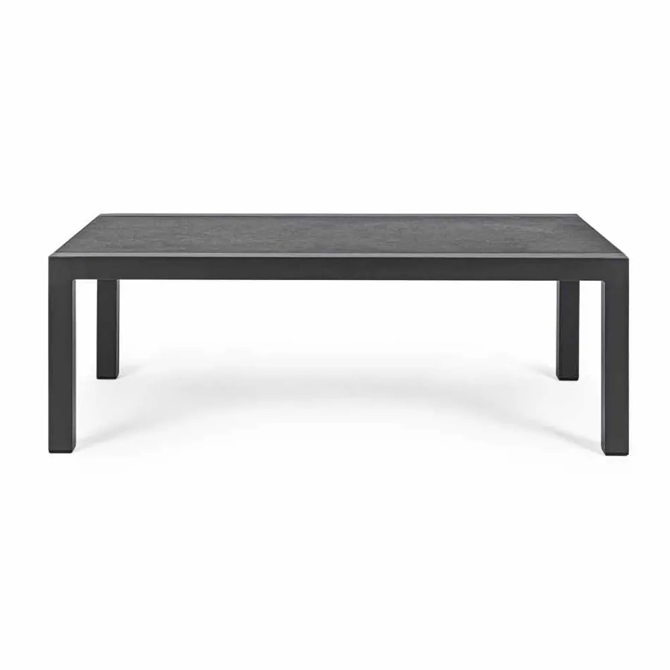 Table basse d'extérieur avec base en aluminium et plateau en céramique - Maino Viadurini