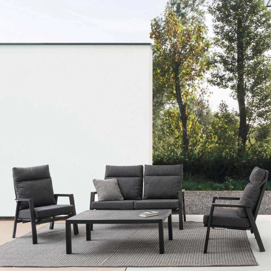 Table basse d'extérieur avec base en aluminium et plateau en céramique - Maino Viadurini