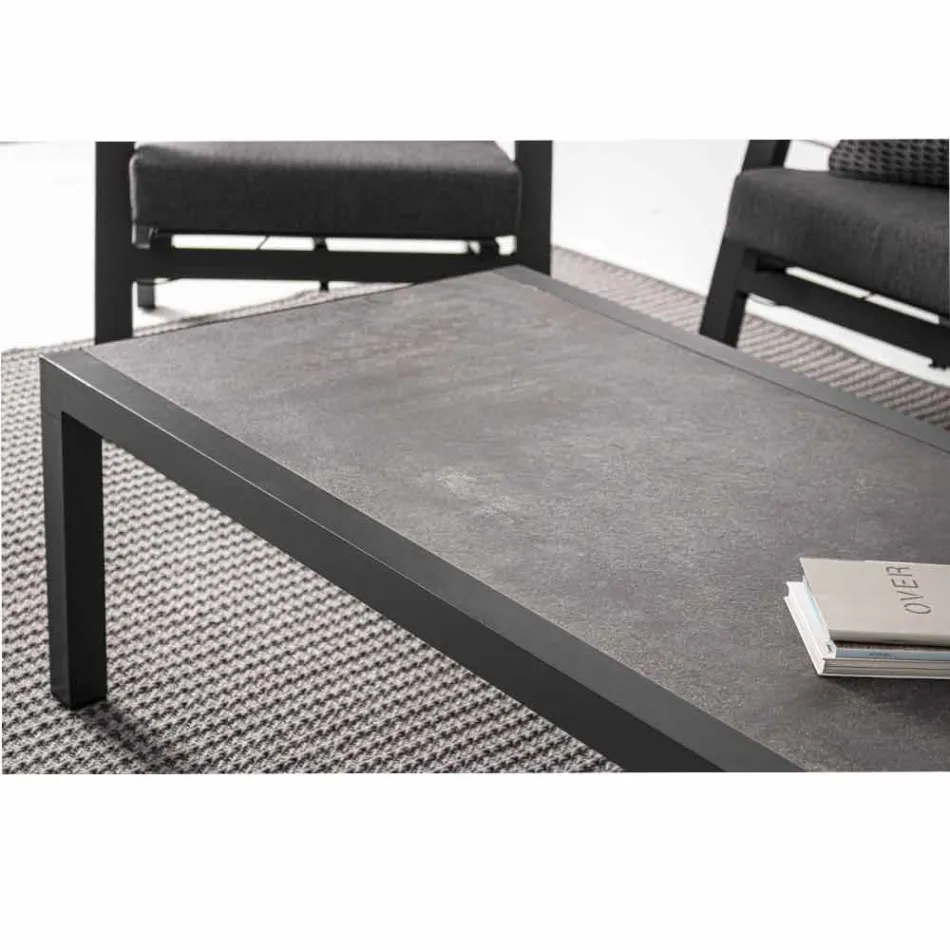 Table basse d'extérieur avec base en aluminium et plateau en céramique - Maino Viadurini