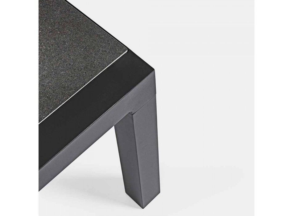 Table basse d'extérieur avec base en aluminium et plateau en céramique - Maino Viadurini