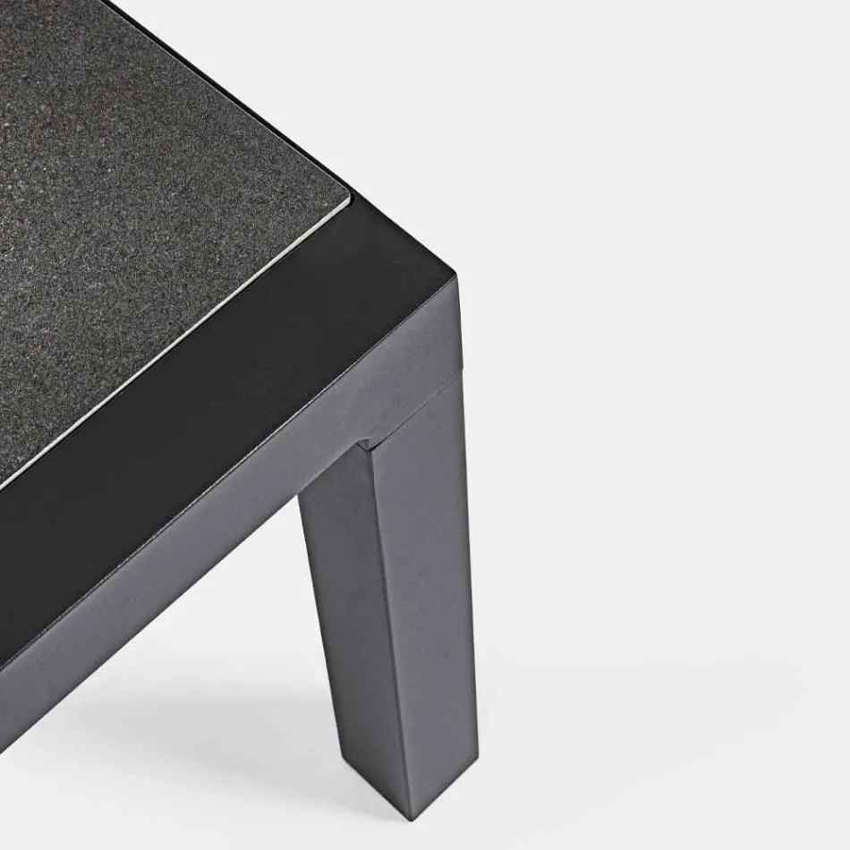 Table basse d'extérieur avec base en aluminium et plateau en céramique - Maino Viadurini