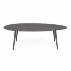 Table basse d'extérieur avec plateau ovale en aluminium peint - Beyl Viadurini