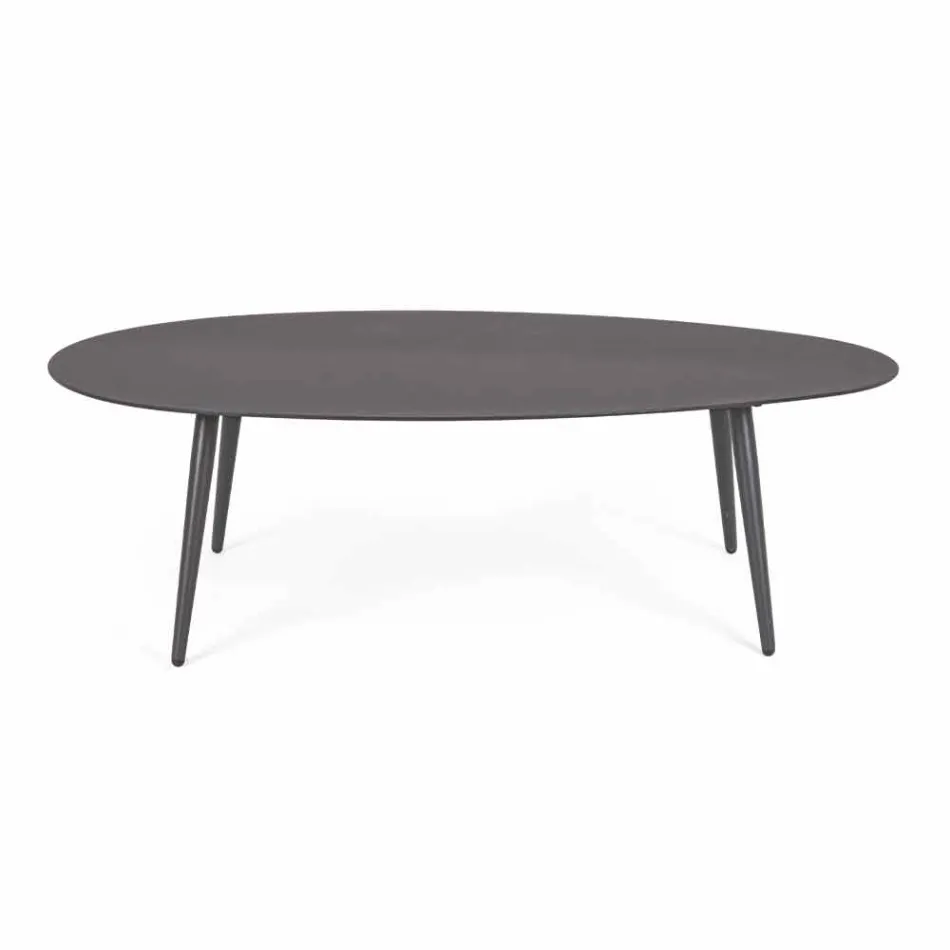 Table basse d'extérieur avec plateau ovale en aluminium peint - Beyl Viadurini