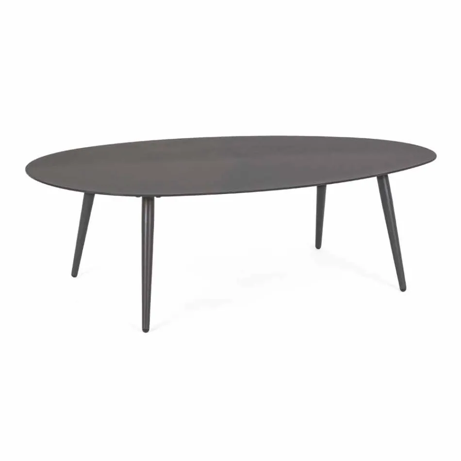 Table basse d'extérieur avec plateau ovale en aluminium peint - Beyl Viadurini