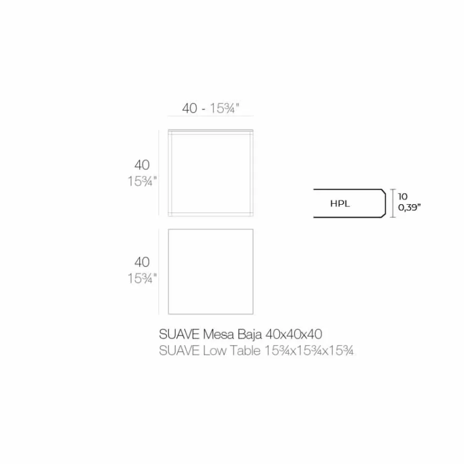 Table basse d'extérieur en aluminium et stratifié carré noir - Suave par Vondom Viadurini