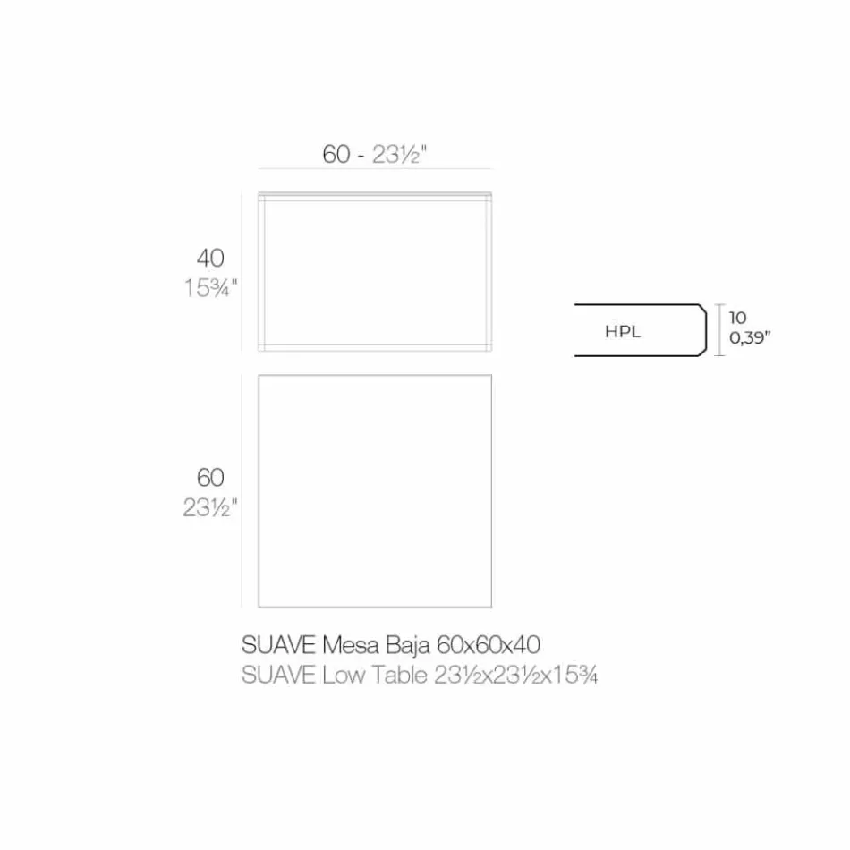 Table basse d'extérieur en aluminium et stratifié carré noir - Suave par Vondom Viadurini