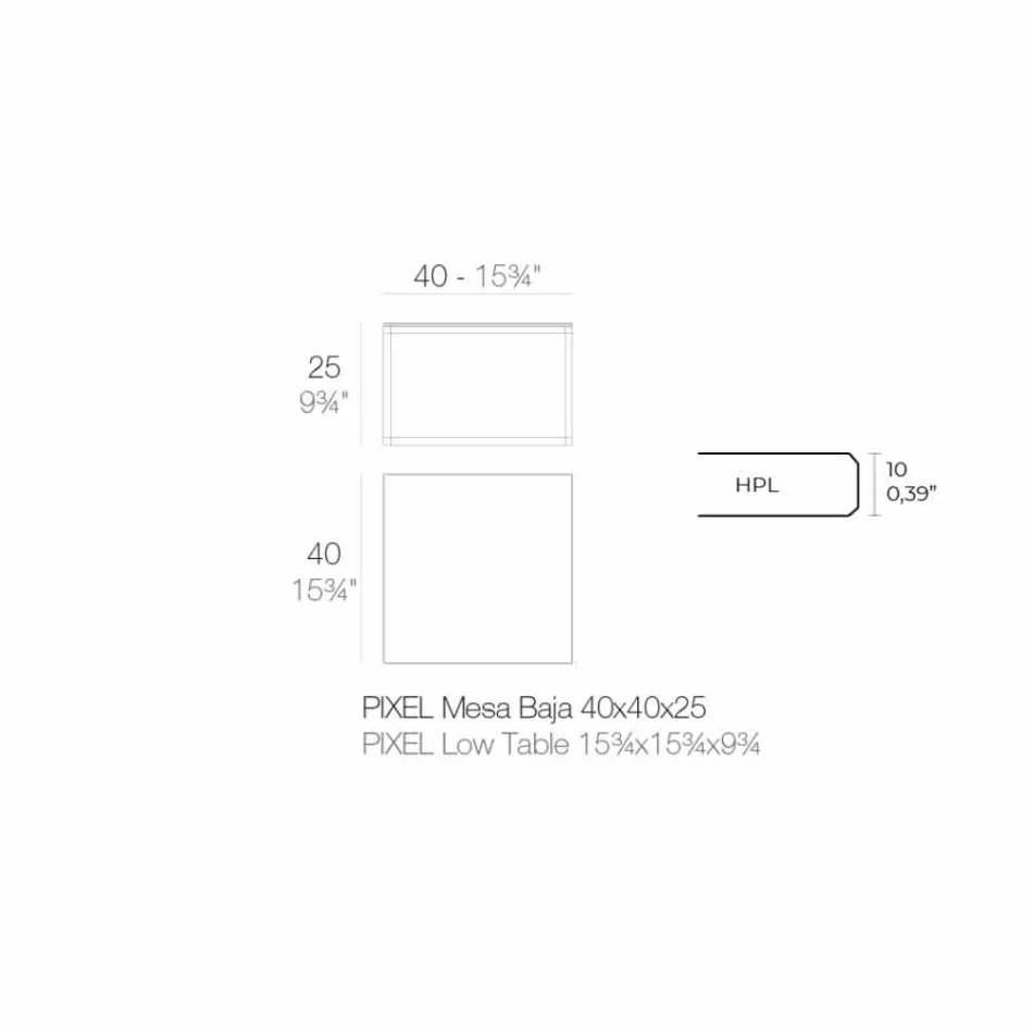 Table basse d'extérieur en aluminium et stratifié carré noir - Suave par Vondom Viadurini
