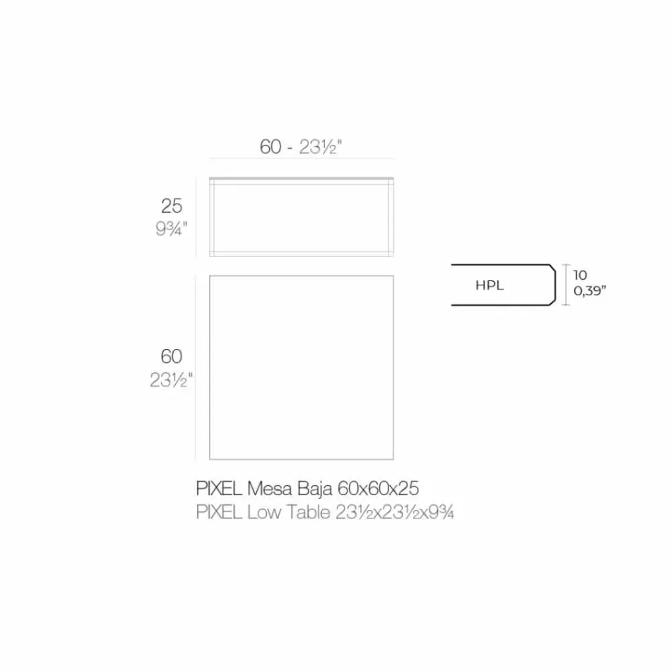 Table basse d'extérieur en aluminium et stratifié carré noir - Suave par Vondom Viadurini