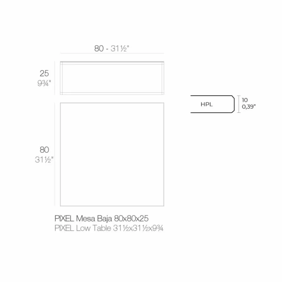 Table basse d'extérieur en aluminium et stratifié carré noir - Suave par Vondom Viadurini