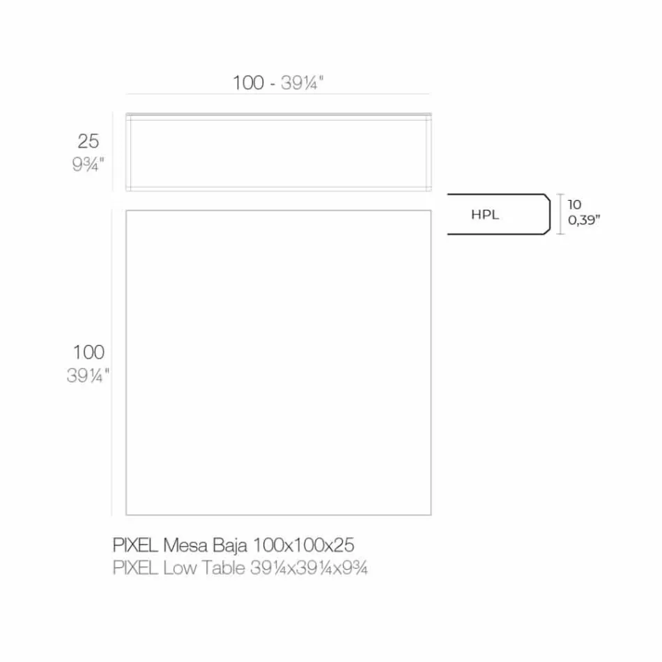 Table basse d'extérieur en aluminium et stratifié carré noir - Suave par Vondom Viadurini