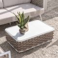 Table basse d'extérieur en aluminium et tissu tissé à la main - Reda