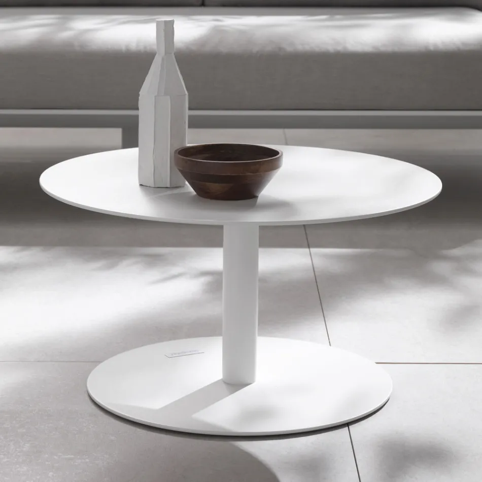 Table basse d'extérieur en aluminium enduit de poudre époxy - Bryon Viadurini