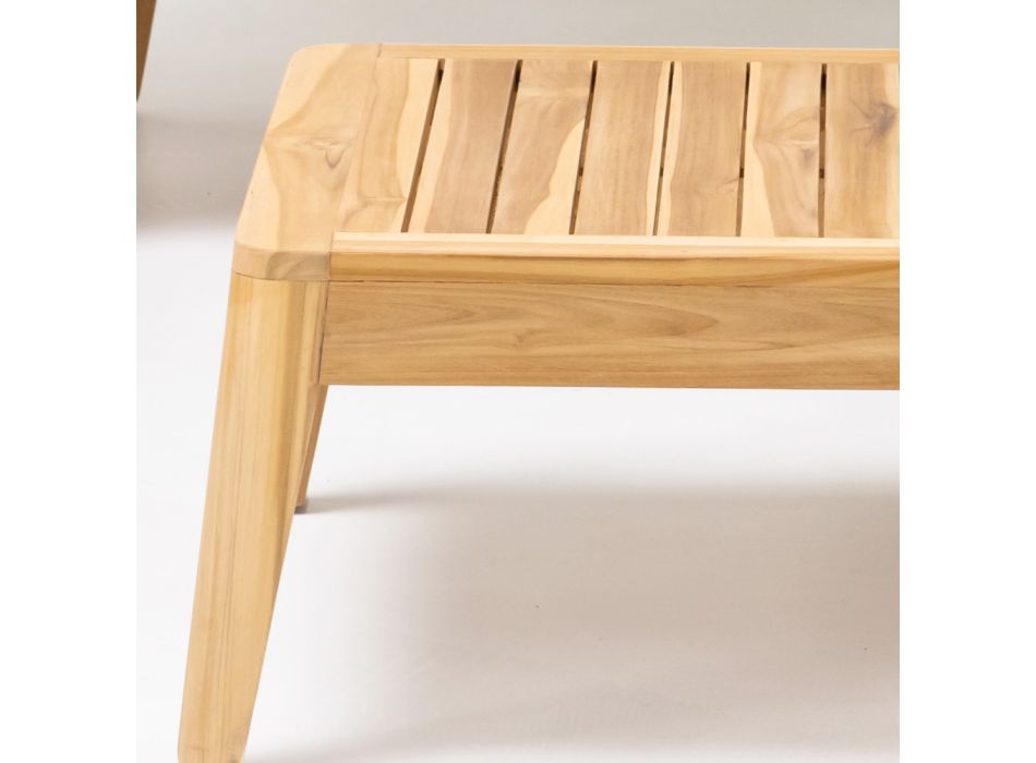 Table basse d'extérieur en bois de teck naturel - Jhon Viadurini