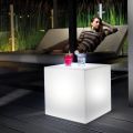 Table basse d'extérieur lumineuse en polyéthylène blanc Made in Italy - Derti