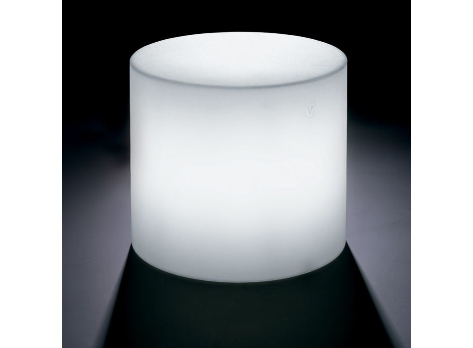 Table basse d'extérieur lumineuse en polyéthylène blanc Made in Italy - Derti Viadurini