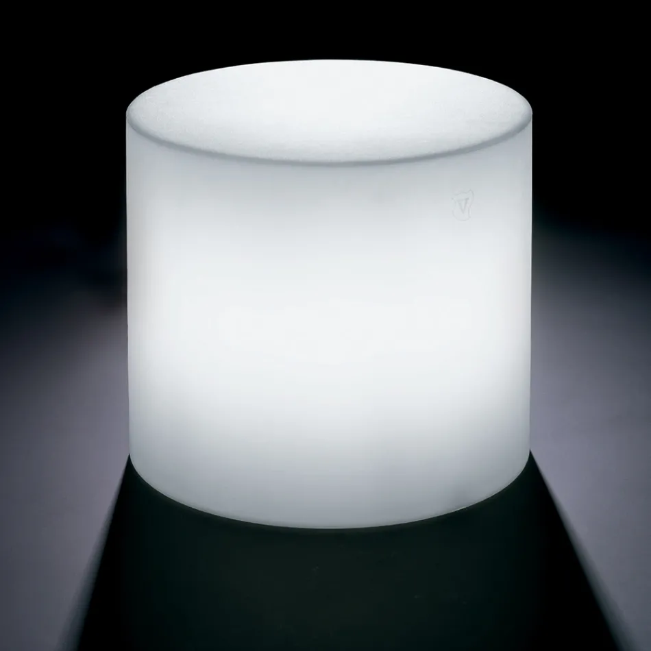 Table basse d'extérieur lumineuse en polyéthylène blanc Made in Italy - Derti Viadurini