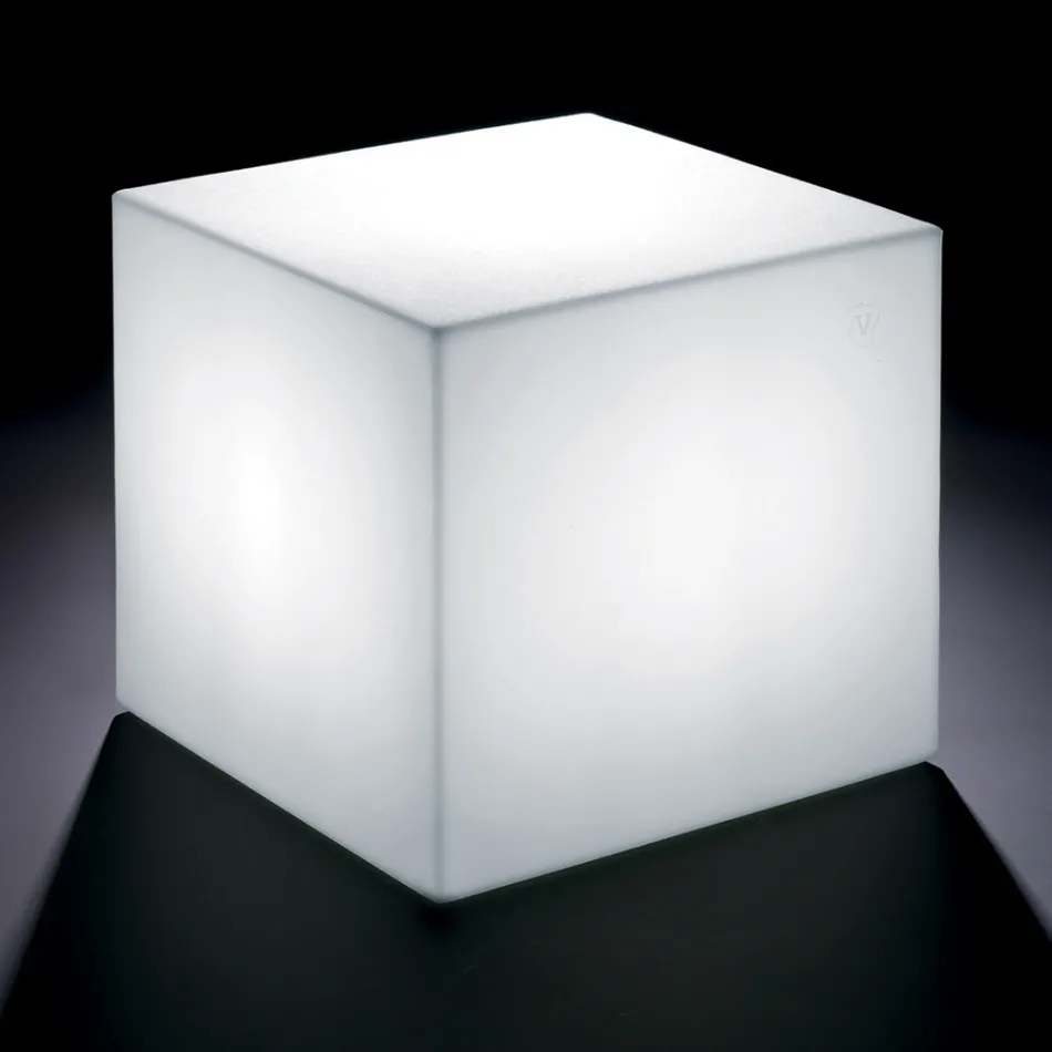 Derti - Table d'extérieur lumineuse en polyéthylène nacré, fabriquée en Italie Viadurini