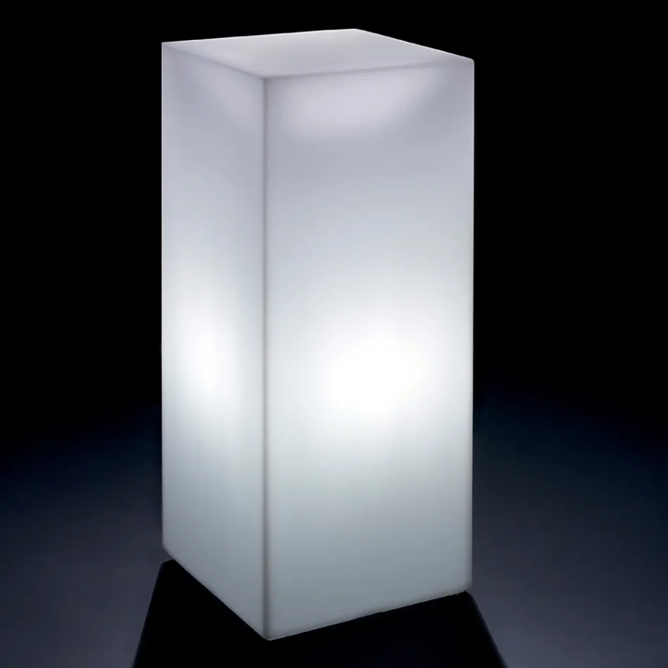Derti - Table d'extérieur lumineuse en polyéthylène nacré, fabriquée en Italie Viadurini