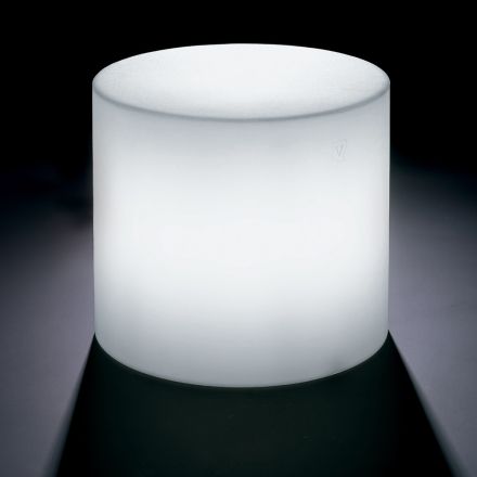 Derti - Table d'extérieur lumineuse en polyéthylène nacré, fabriquée en Italie Viadurini