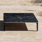 Table basse d'extérieur carrée en aluminium et grès de haute qualité - Filomena Viadurini