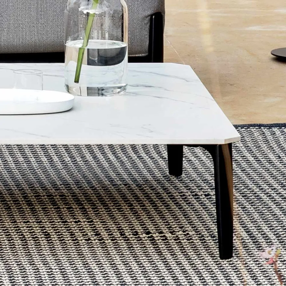 Table basse d'extérieur carrée en aluminium et grès de haute qualité - Filomena Viadurini