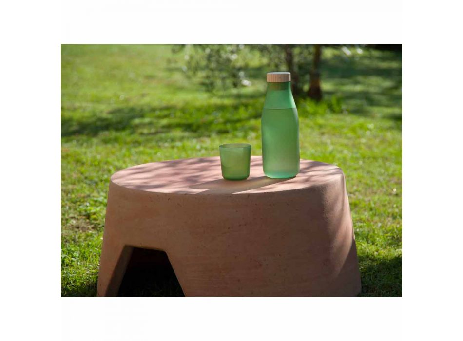 Table basse d'extérieur ronde en terre cuite fabriquée en Italie - Degolino Viadurini