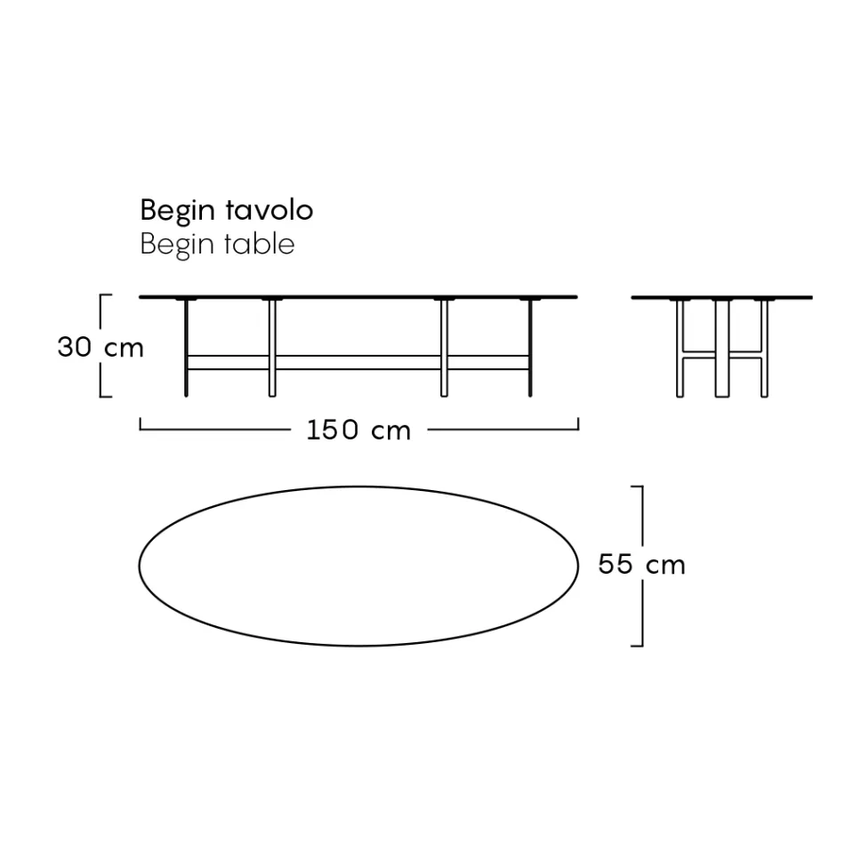Table Basse d'Extérieur Structure en Acier Fabriqué en Italie - Begin by Myyour Viadurini