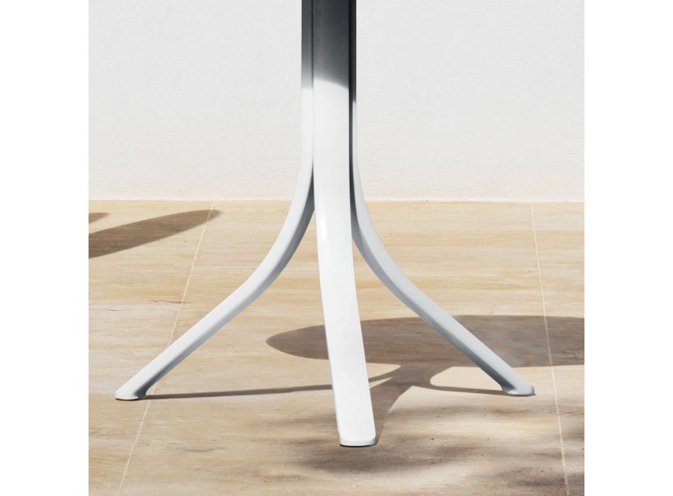 Table basse d'extérieur ronde inclinable à 3 pieds en aluminium 2 couleurs - Filomena Viadurini