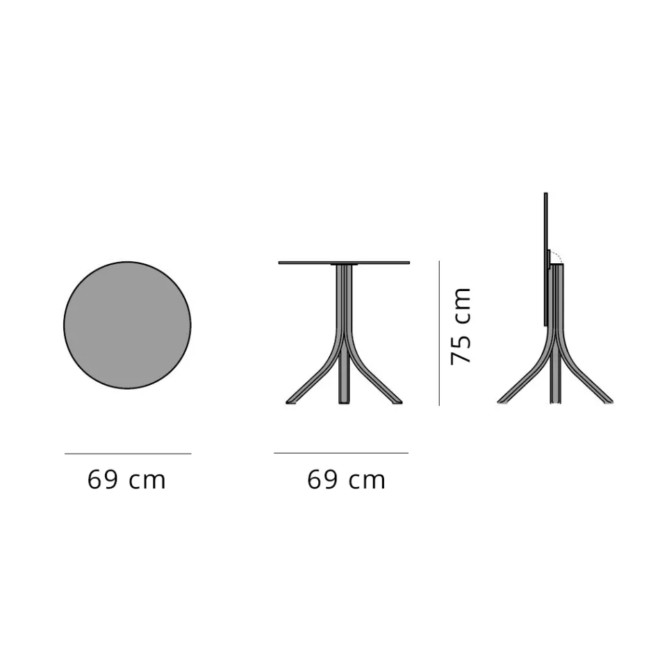 Table basse d'extérieur ronde inclinable à 3 pieds en aluminium 2 couleurs - Filomena Viadurini