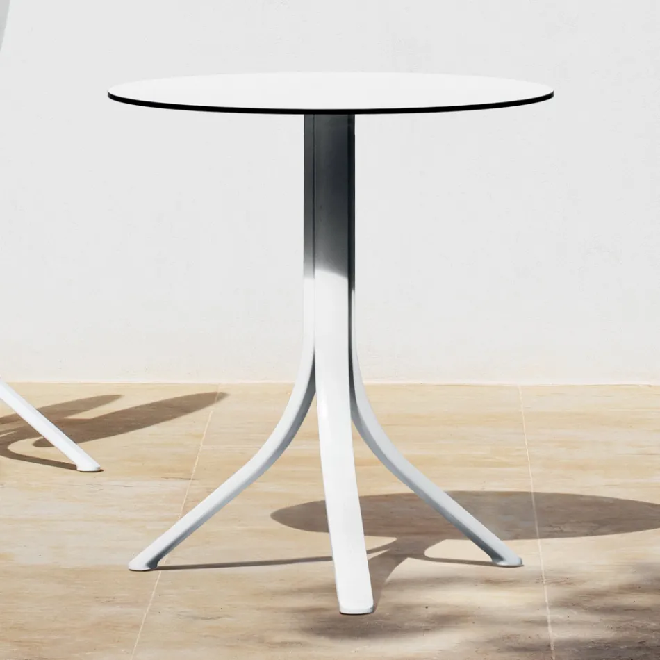 Table basse d'extérieur ronde inclinable à 3 pieds en aluminium 2 couleurs - Filomena Viadurini
