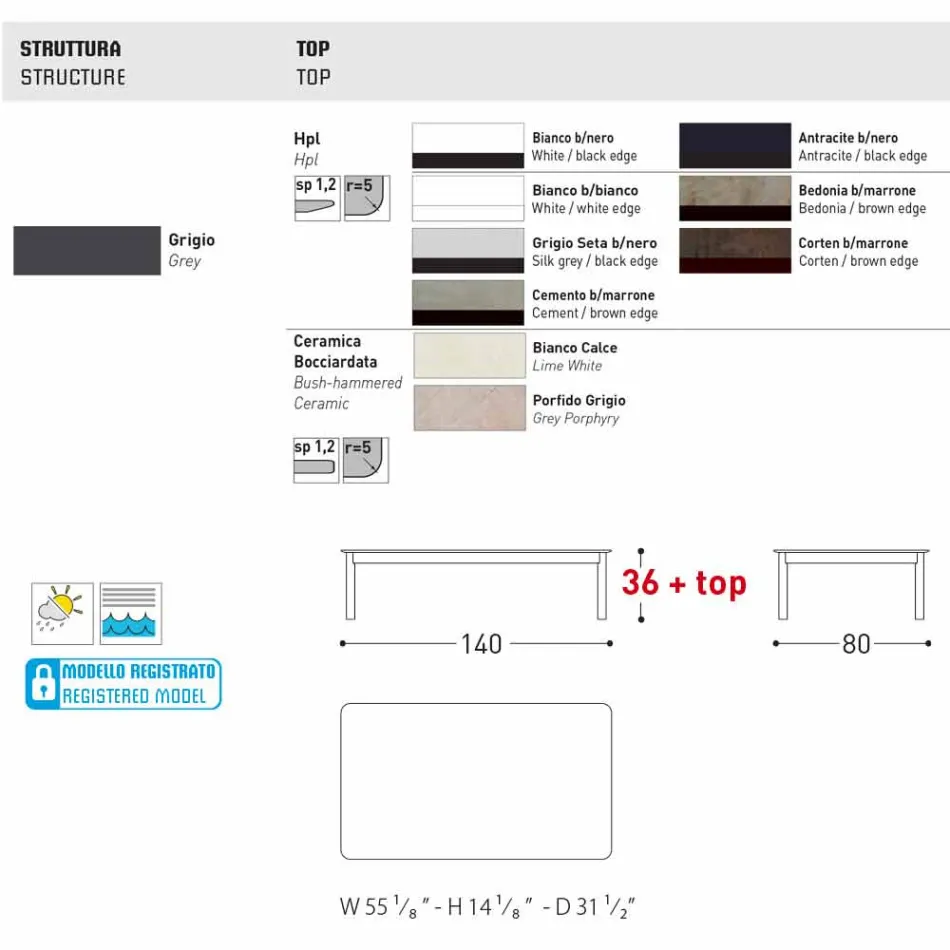 Table basse d'extérieur design Varaschin System en aluminium peint Viadurini