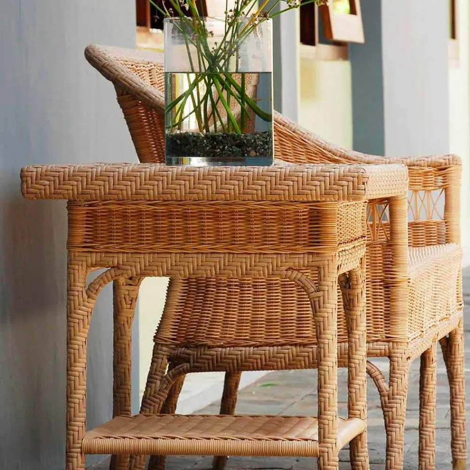 Jardin Café 56x56 de la polyéthylène tissé à la main Tchad Viadurini