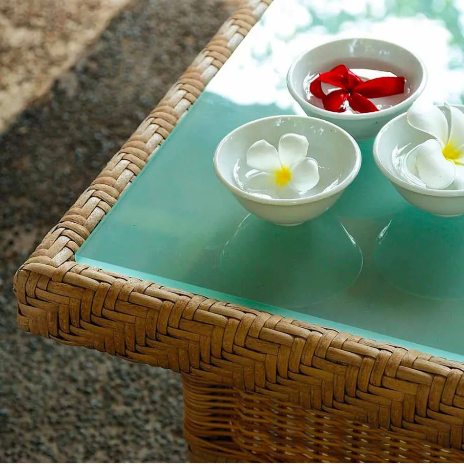 Jardin Café 56x56 de la polyéthylène tissé à la main Tchad Viadurini