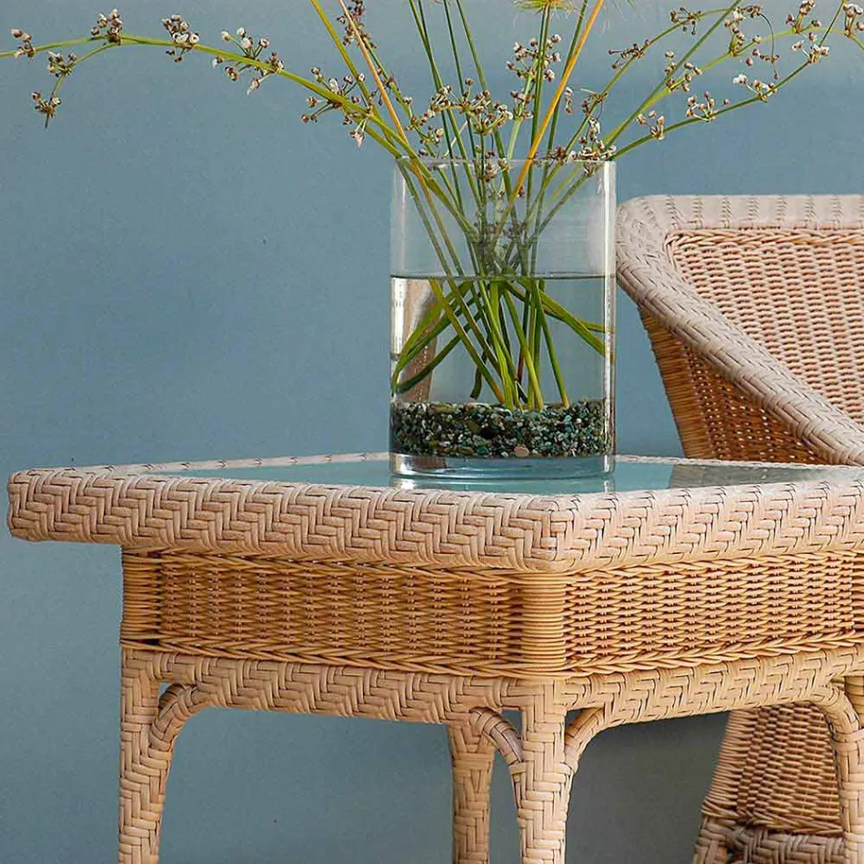 Jardin Café 56x56 de la polyéthylène tissé à la main Tchad Viadurini