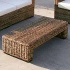 Table basse de jardin avec structure en tissage de banane naturelle - Plat Viadurini