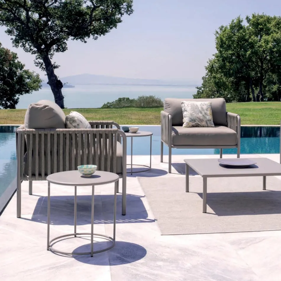 Table basse de jardin en acier galvanisé de différentes tailles Made in Italy - Brienne Viadurini