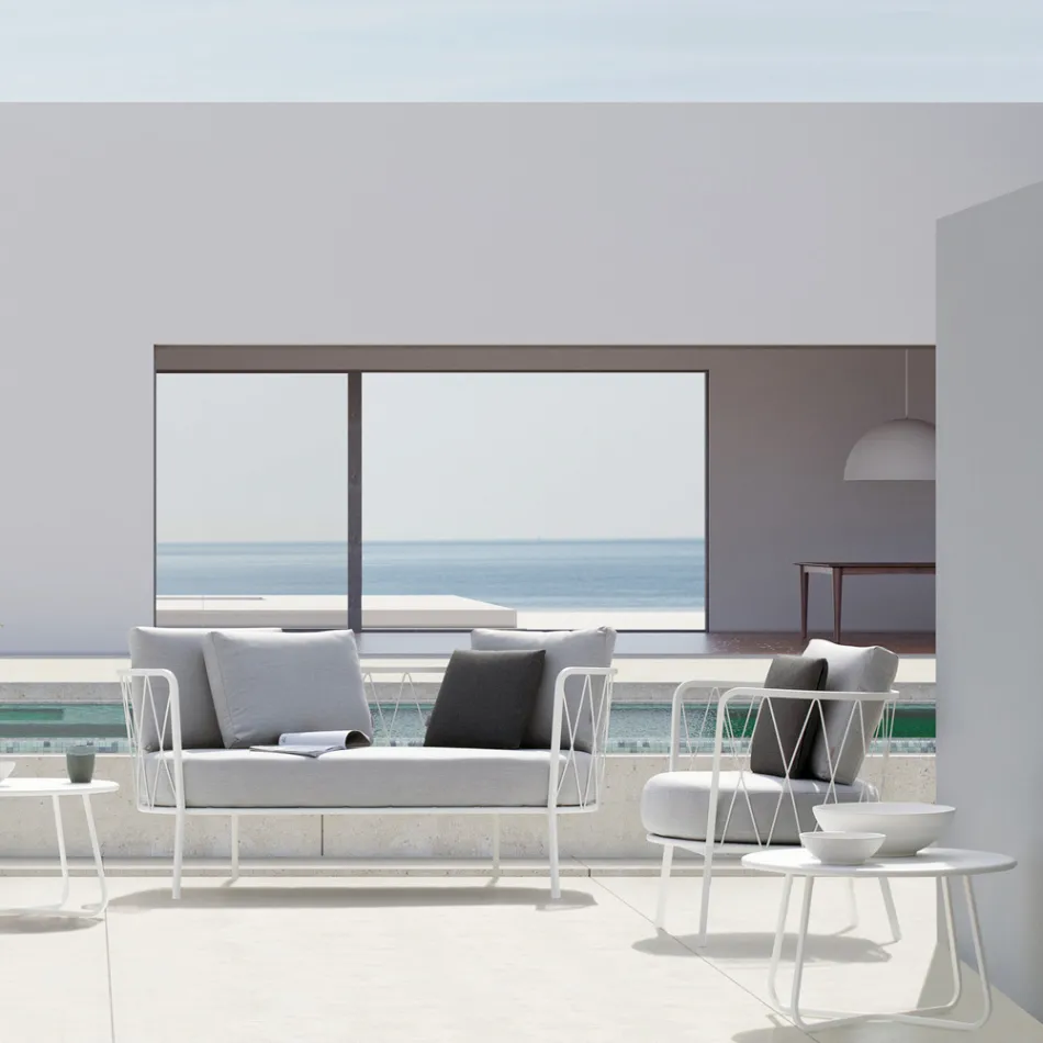 Table basse de jardin en acier galvanisé Made in Italy - Brienne Viadurini