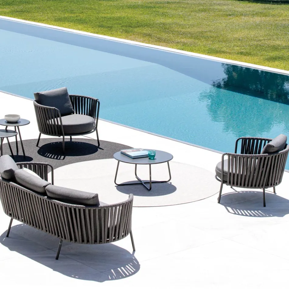 Table basse de jardin en acier galvanisé Made in Italy - Brienne Viadurini