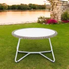 Table basse de jardin en aluminium et tissage de corde - Alcor Viadurini