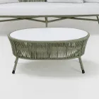 Table basse de jardin en aluminium et corde tressée et verre - Asteria Viadurini