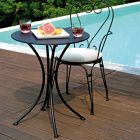 Table basse de jardin en fer peint noir avec plateau rond - Gendron Viadurini