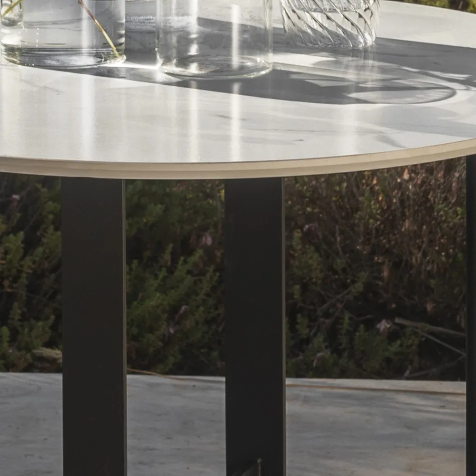 Table basse de jardin en grès et acier Made in Italy - Begin by Myyour Viadurini