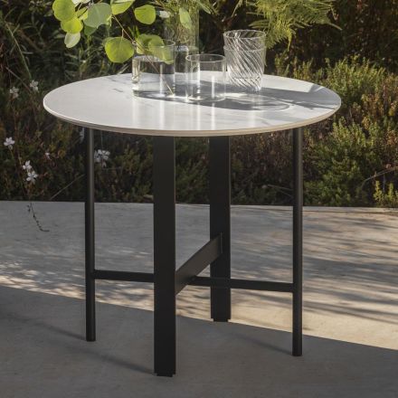Table basse de jardin en grès et acier Made in Italy - Begin by Myyour Viadurini