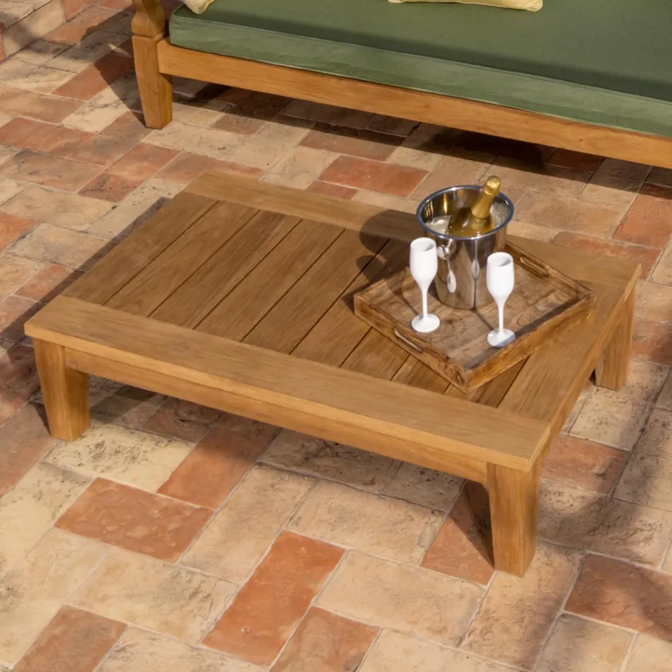Table basse de jardin en bois de teck naturel - Artes Viadurini