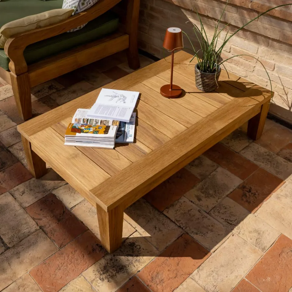 Table basse de jardin en bois de teck naturel - Artes Viadurini