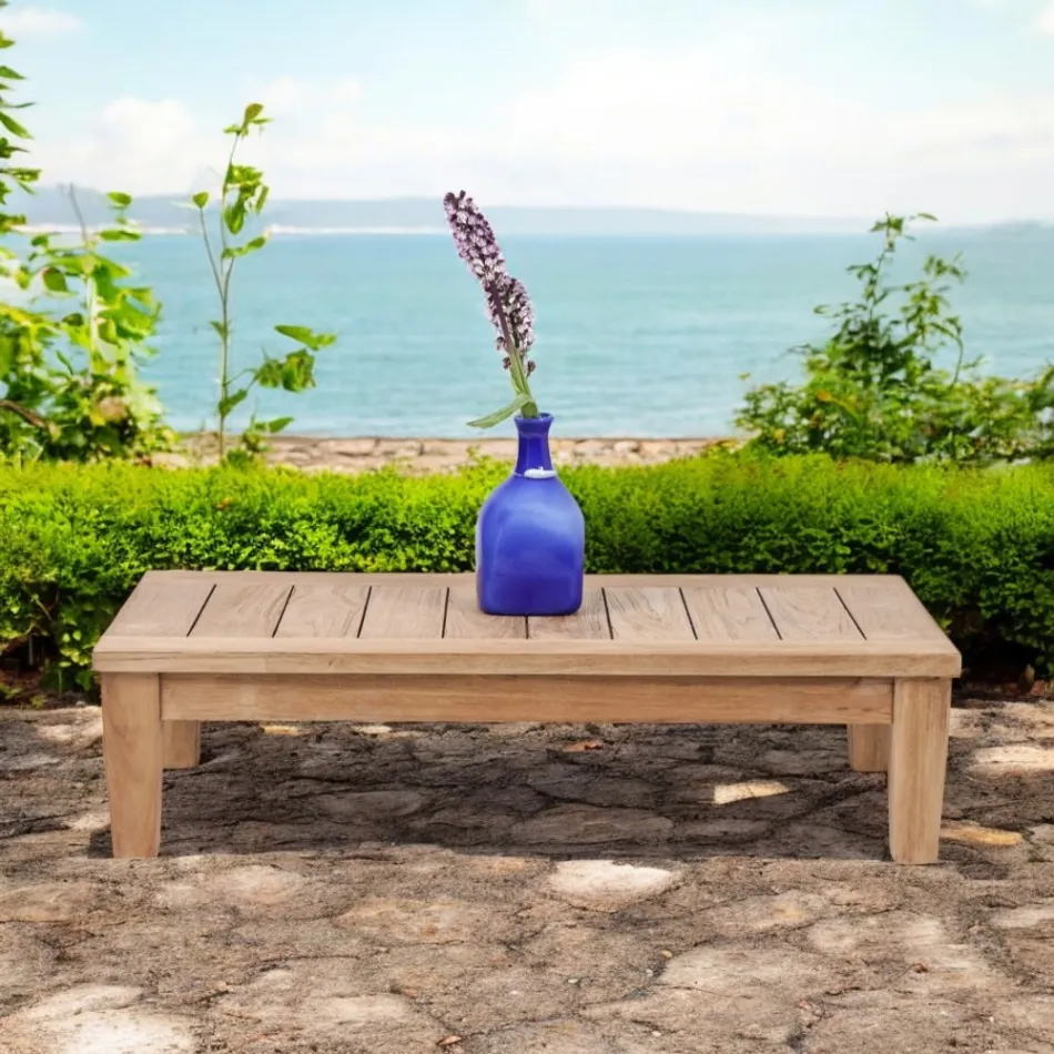 Table basse de jardin en bois de teck naturel - Artes Viadurini