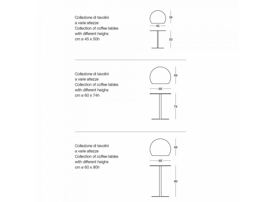 Table basse de jardin en métal coloré de conception moderne en 3 tailles - Cettina Viadurini